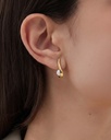 Pendientes aro click Solene con perla en Plata baño Oro