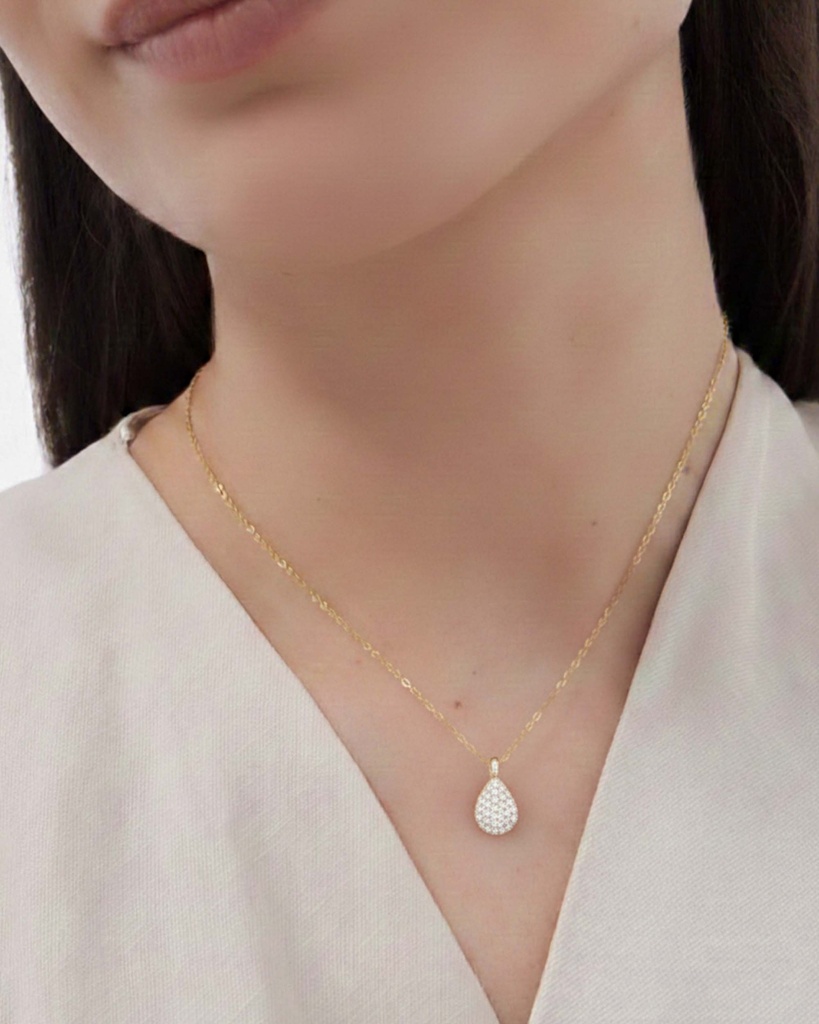 Collar corto Lux gota con circonita blanca en Plata