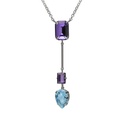 Collar largo rectángulo cristal morado en Plata de Balance