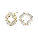 Pendientes cortos rectángulo cristal blanco en Plata de Charlotte