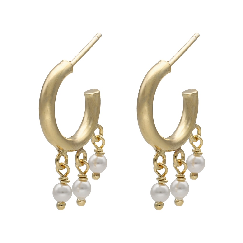 Pendientes aro perla en Plata de Perlite
