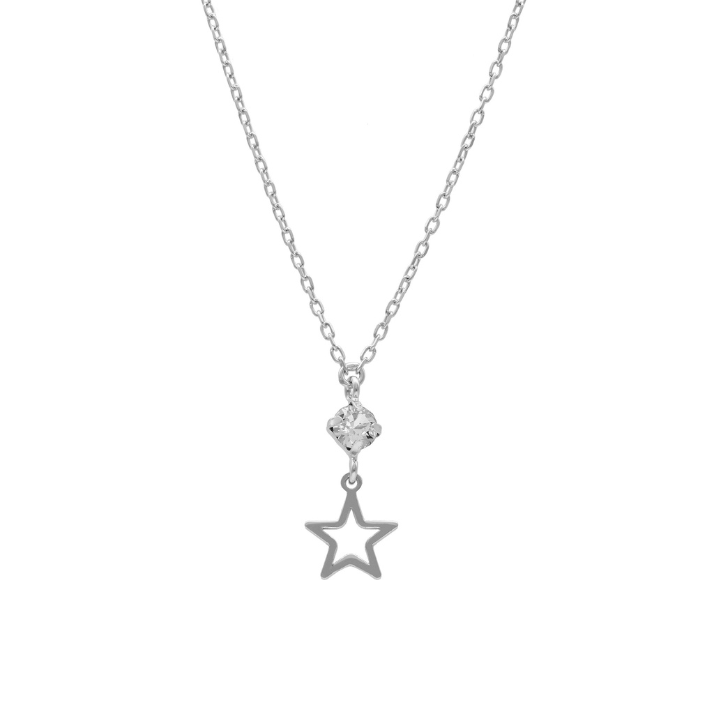 Collar corto estrella cristal blanco en Plata de Vera