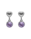 Pendientes cortos Muá corazón con cristal en plata baño rodio