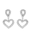 Pendientes cortos Muá lágrima y corazón con cristales riviere blanco en plata baño rodio