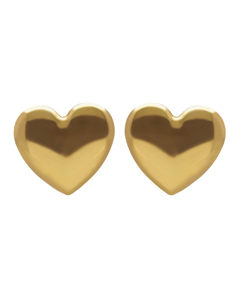 Pendientes botón Muá corazón grande en plata