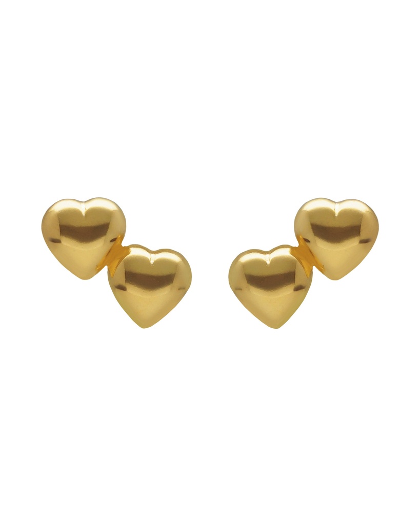 Pendientes botón Muá corazón pequeño doble en plata