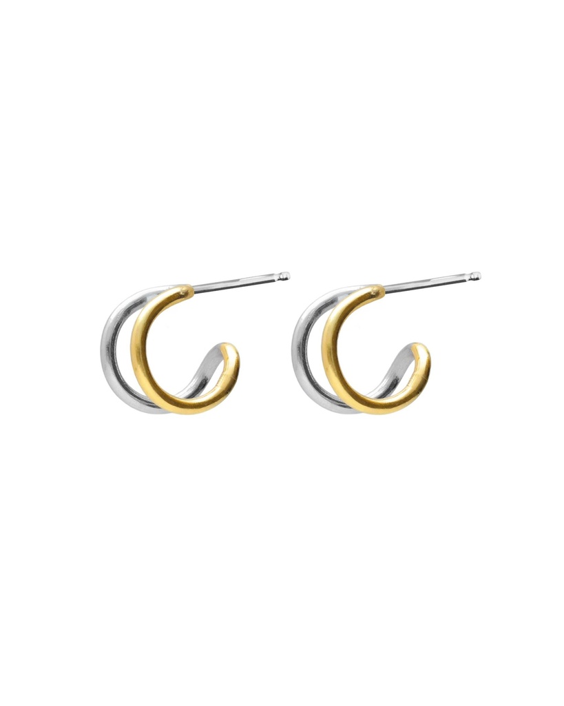 Pendientes aro Avenue doble bicolor en Plata