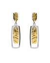Pendientes largos Avenue rectángulo textura bicolor en Plata