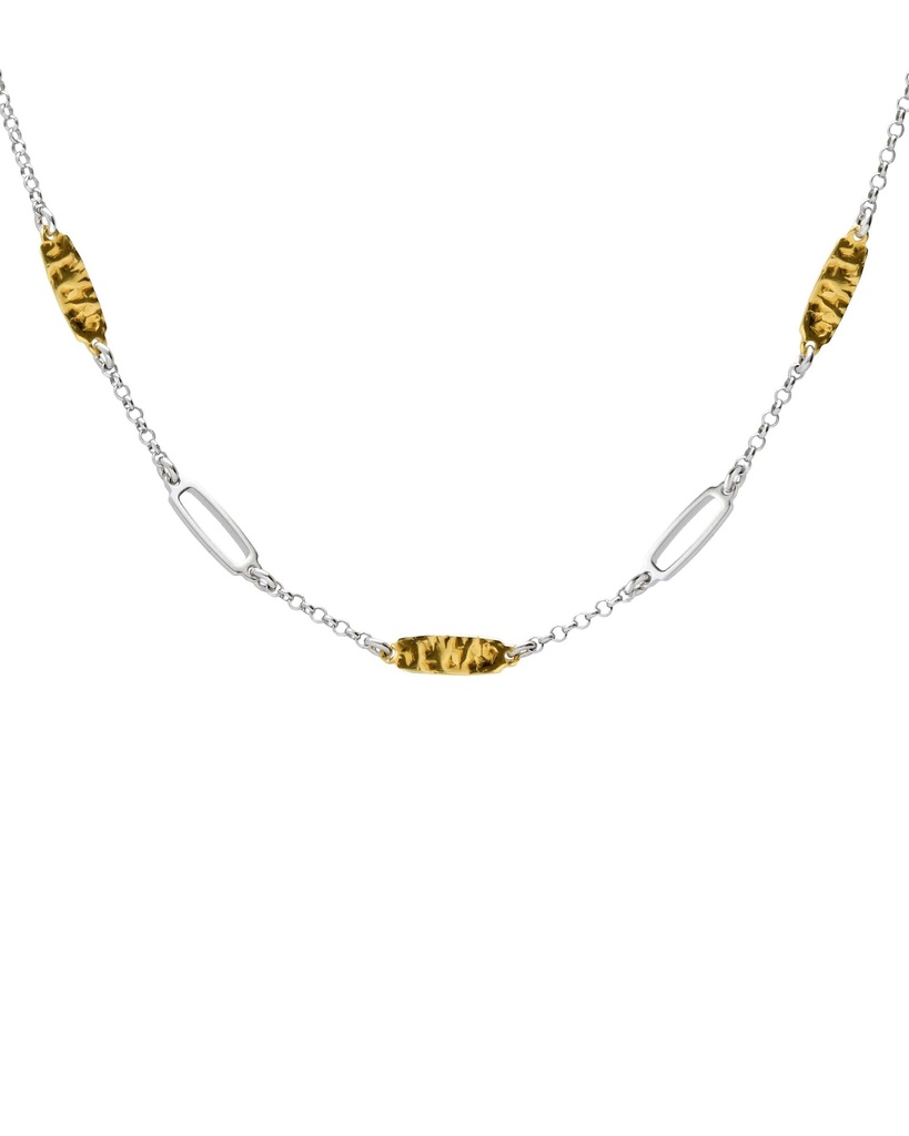 Collar corto Avenue rectángulo textura bicolor en Plata
