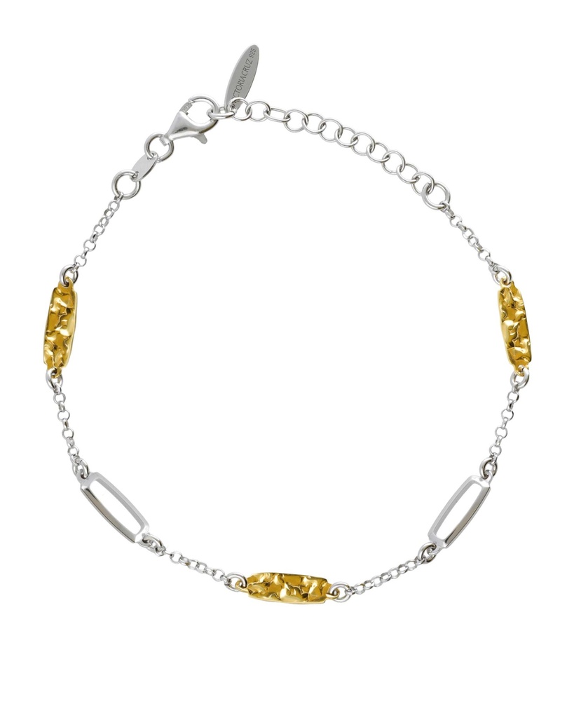 Pulsera Avenue rectángulo textura bicolor en Plata