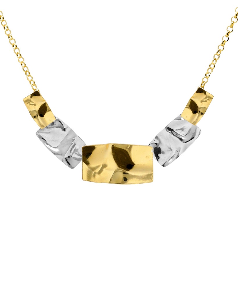 Collar corto Avenue rectángulo textura bicolor en Plata