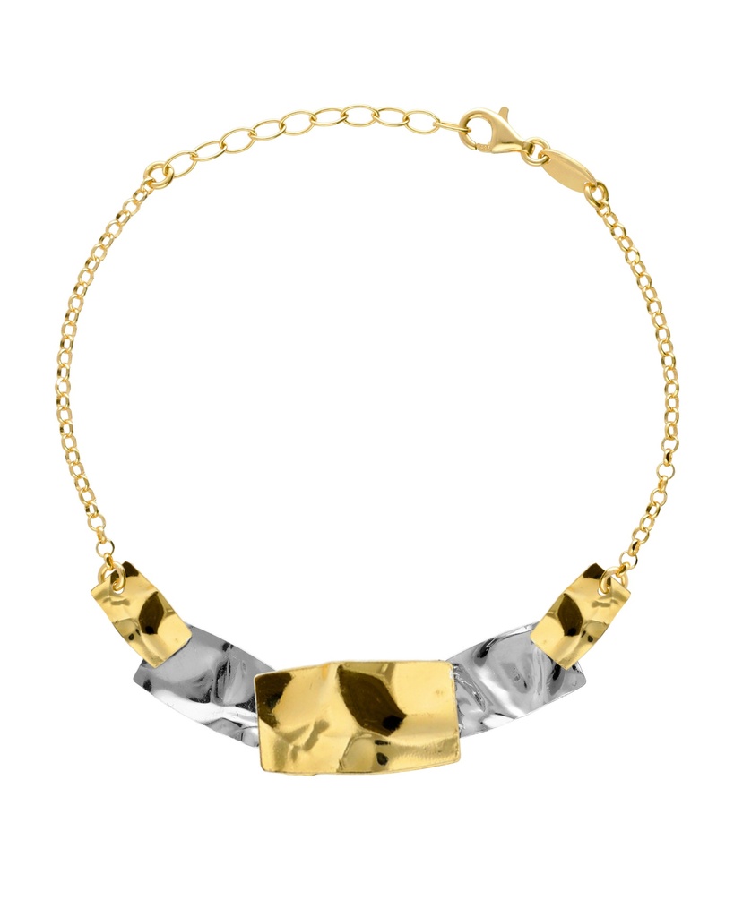 Pulsera Avenue rectángulo textura bicolor en Plata