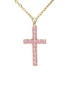 Collar corto Eau cruz con cristales riviere rosa en Plata baño Oro