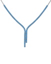 Collar largo Eau con cristales riviere azul en Plata baño Rodio