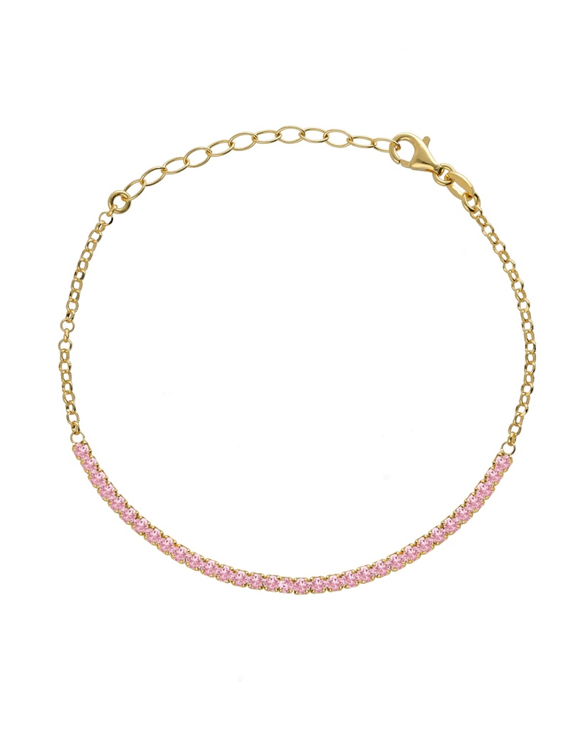 Pulsera Eau con cristales riviere rosa en Plata baño Oro