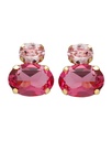 Pendientes botón Eau con cristal rosa en Plata baño Oro