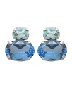 Pendientes botón Eau con cristal azul en Plata baño Rodio