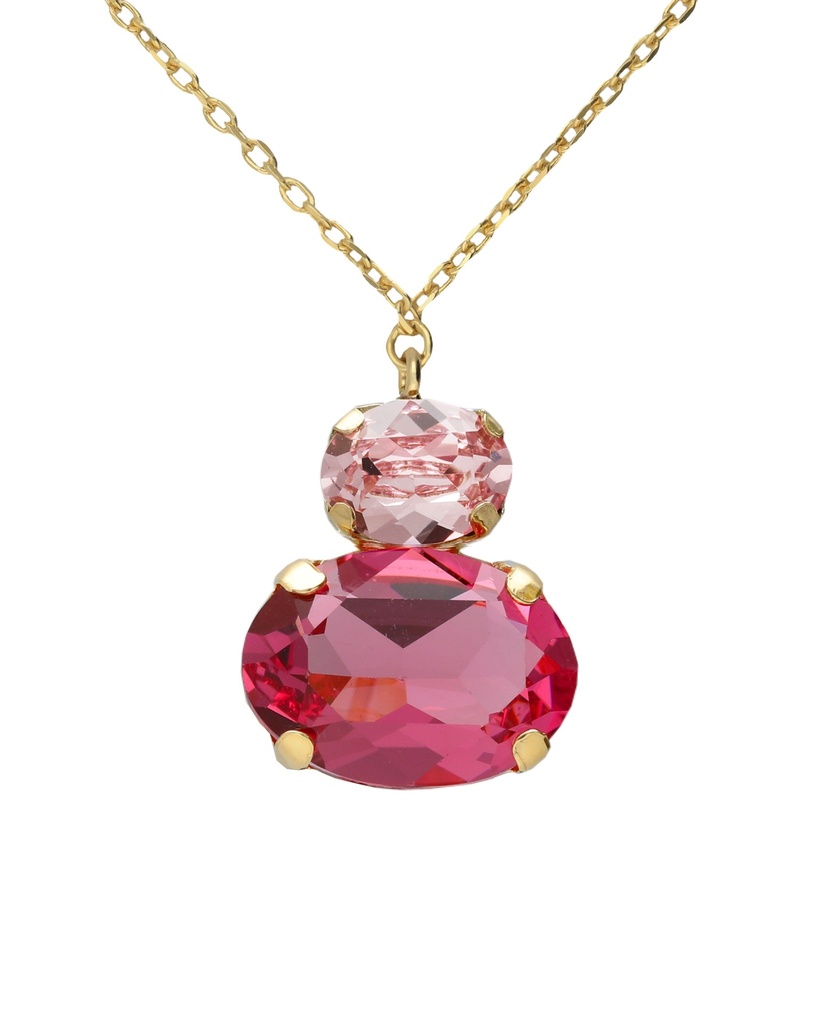 Collar corto Eau con cristal rosa en Plata baño Oro
