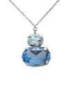Collar corto Eau con cristal azul en Plata baño Rodio