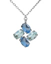 Collar corto Eau con cristal azul en Plata baño Rodio