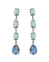 Pendientes largos Eau con cristal azul en Plata baño Rodio