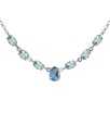 Collar corto Eau con cristal azul en Plata baño Rodio