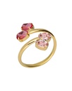 Anillo ajustable Eau con cristal rosa en Plata baño Oro