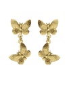 Pendientes largos Fleur mariposa doble en Plata baño Oro