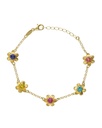 Pulsera Fleur flor con cristal multicolor en Plata baño Oro