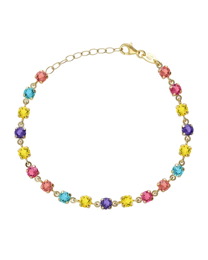 Pulsera Fleur con cristal multicolor en Plata baño Oro
