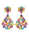 Pendientes largos Fleur lágrima con cristal multicolor en Plata baño Oro