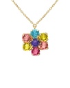 Collar corto Fleur flor con cristal multicolor en Plata baño Oro
