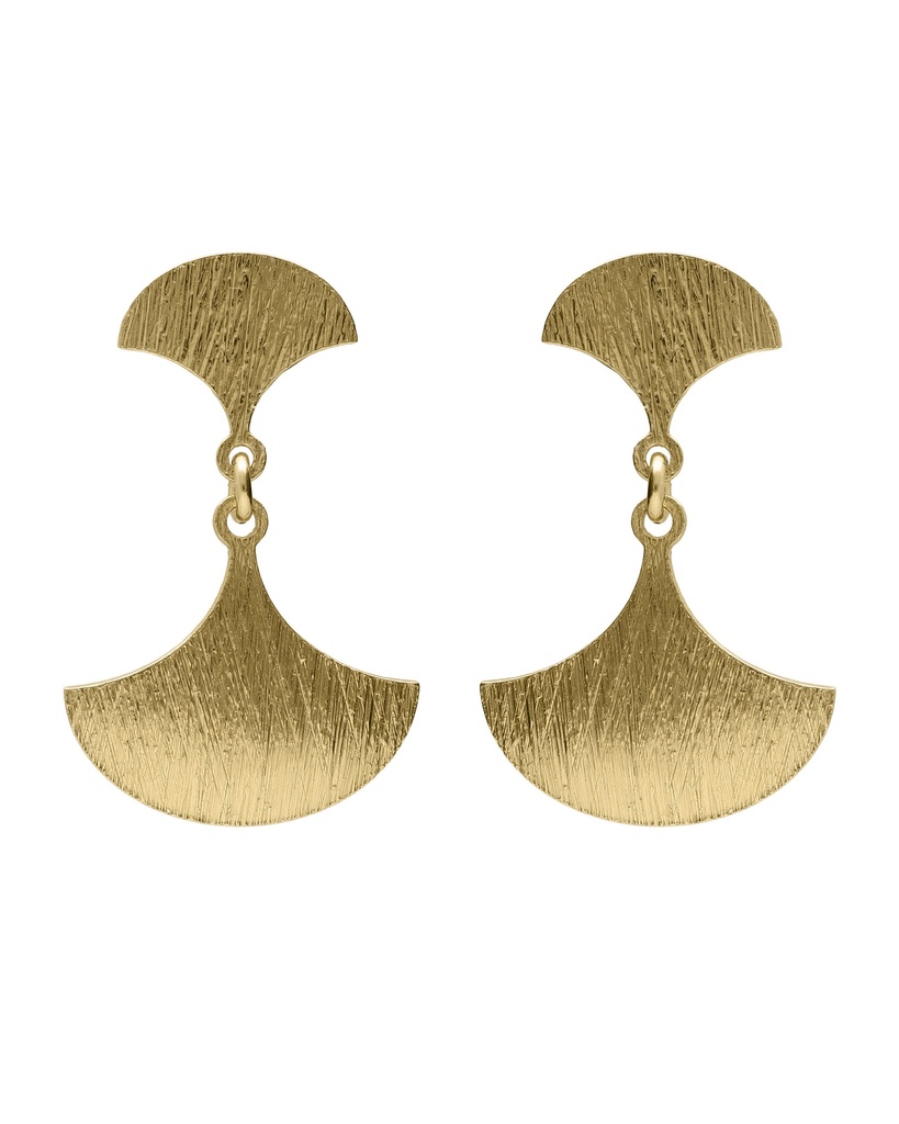 Pendientes cortos Azure abanico textura en Plata baño Oro