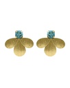 Pendientes botón Azure gota textura con cristal azul en Plata baño Oro