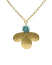 Collar corto Azure gota textura con cristal azul en Plata baño Oro