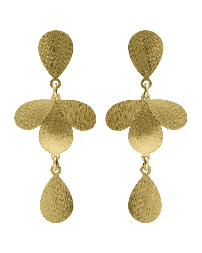 Pendientes largos Azure gota textura en Plata baño Oro