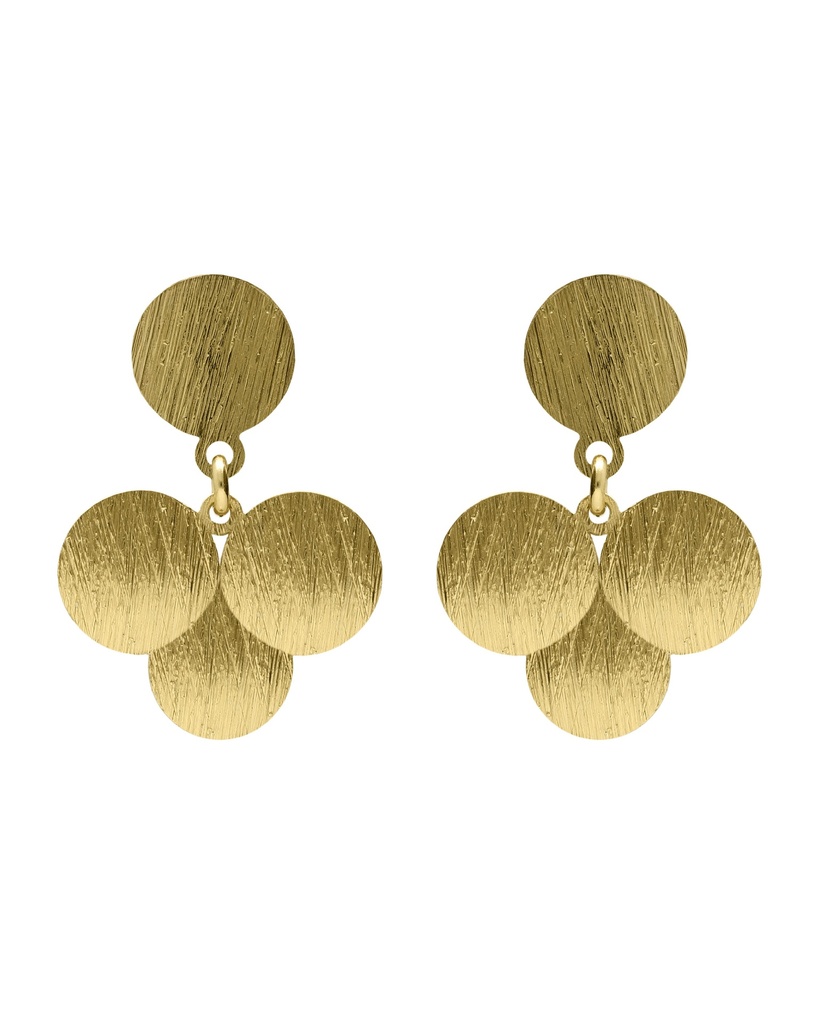 Pendientes cortos Azure círculo textura en Plata baño Oro