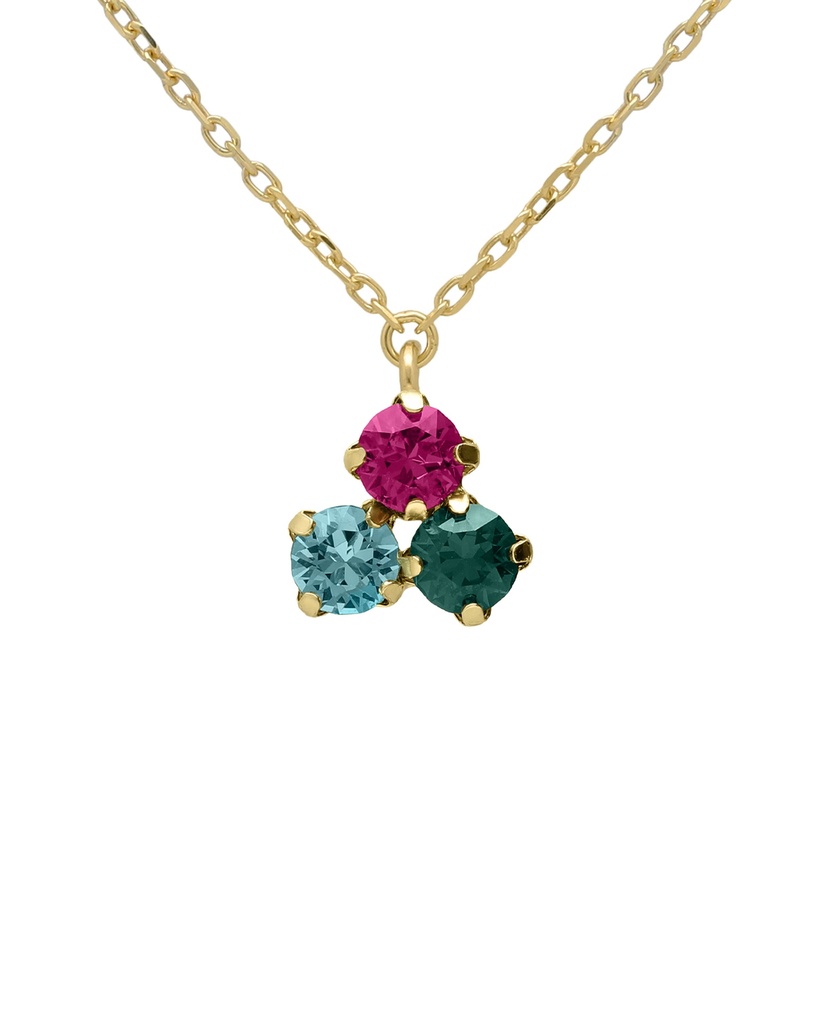 Collar corto Azure con cristal multicolor en Plata baño Oro