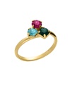 Anillo ajustable Azure con cristal multicolor en Plata baño Oro