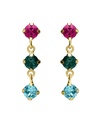 Pendientes cortos Azure con cristal multicolor en Plata baño Oro