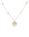 Collar corto Azure árbol vida con cristal multicolor en Plata baño Oro
