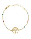 Pulsera Azure árbol vida con cristal multicolor en Plata baño Oro