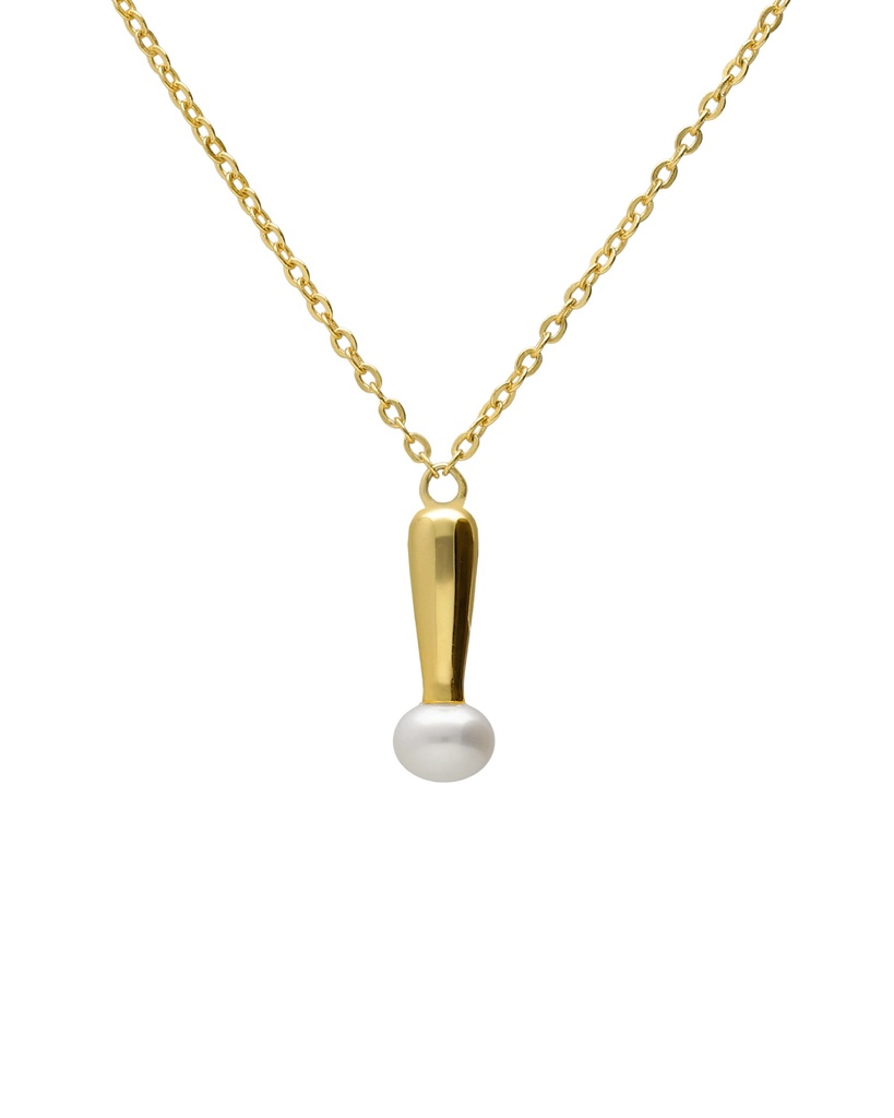 Collar corto Solene gota con perla cultivada en Plata baño Oro
