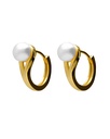 Pendientes aro click Solene con perla cultivada en Plata baño Oro