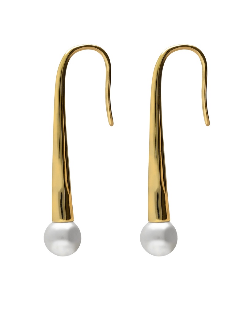 Pendientes gancho Solene con perla en Plata baño Oro