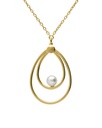 Collar largo Solene gota con perla en Plata baño Oro