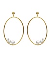 Pendientes largos Solene oval con perla en Plata baño Oro