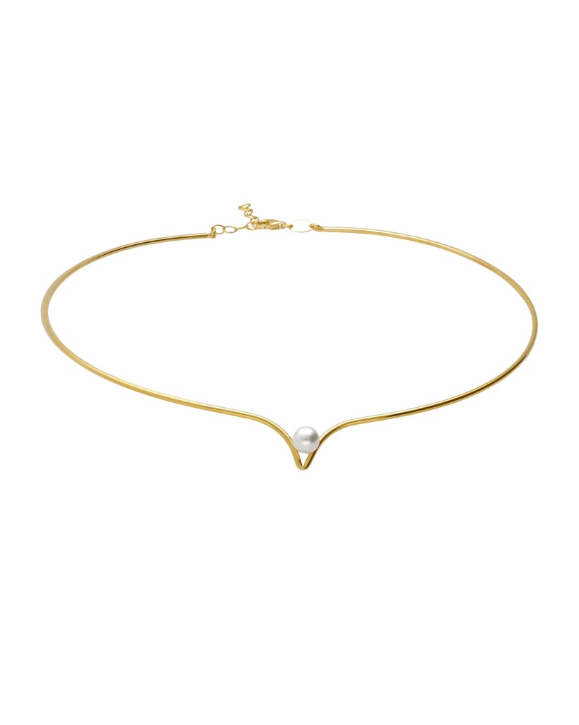 Choker Solene con perla en Plata baño Oro