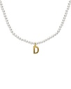 Collar corto personalizado Solene una letra con perla en Plata baño Oro