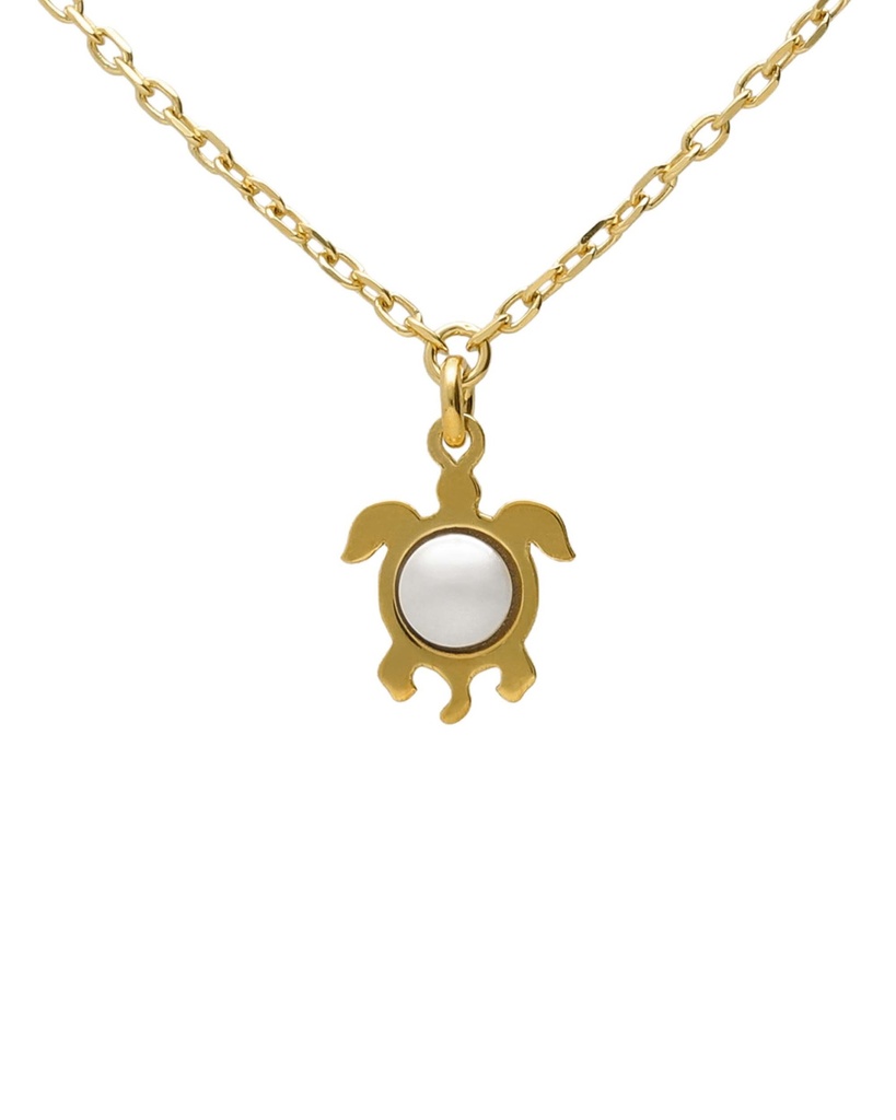 Collar corto Solene tortuga con perla en Plata baño Oro